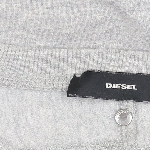 Diesel Women's Grey Logo Pullover Sweatshirt S