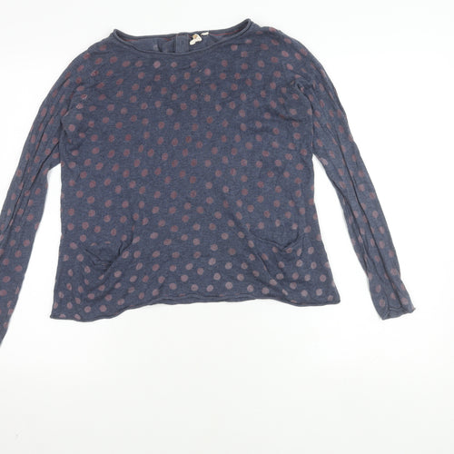 White Stuff Women's Blue Polka Dot Long Sleeve Top Size 10