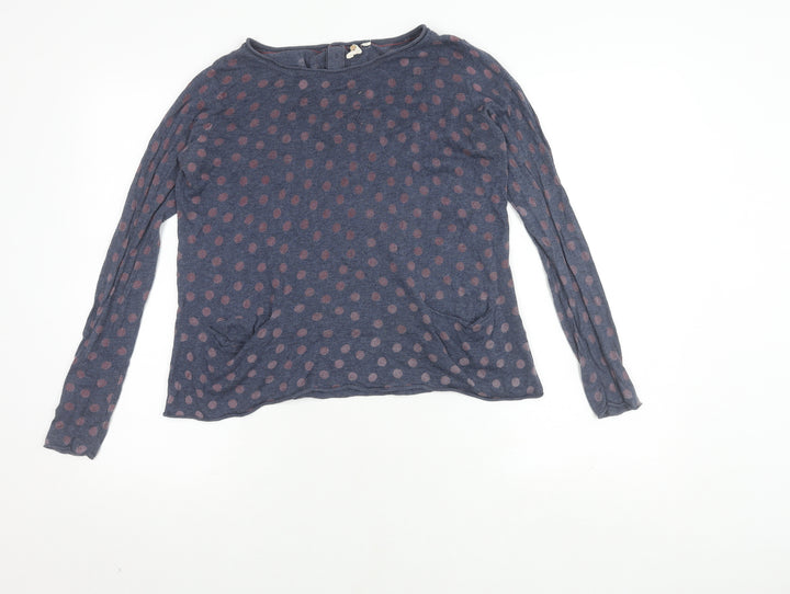 White Stuff Women's Blue Polka Dot Long Sleeve Top Size 10