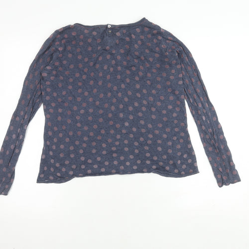 White Stuff Women's Blue Polka Dot Long Sleeve Top Size 10