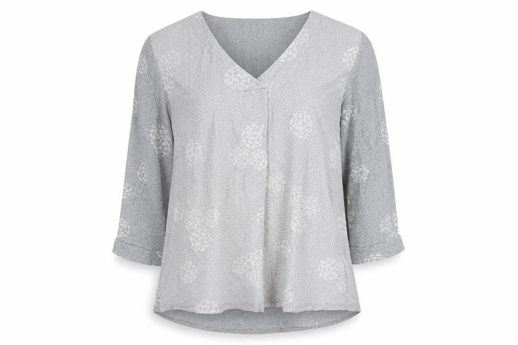 Front view of White Stuff Women's Grey V-Neck Floral Top, size 10