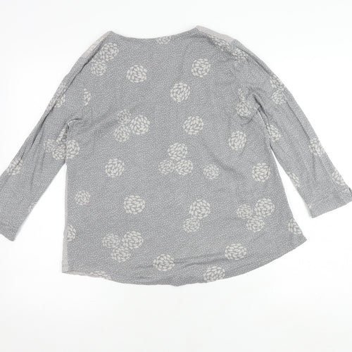 White Stuff Women's Grey V-Neck Floral Top Size 10