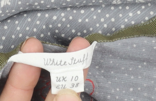 White Stuff Women's Grey V-Neck Floral Top Size 10