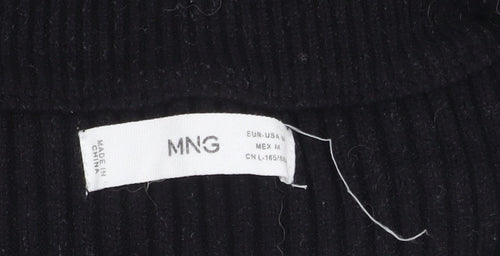 MNG Women's Black Striped Collared Pullover Jumper Size 12
