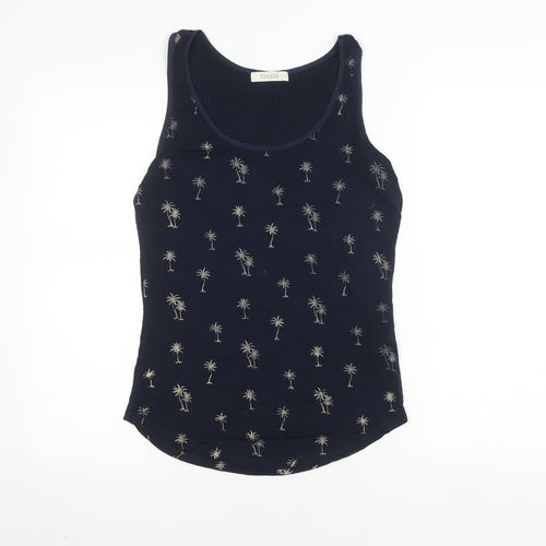 Oasis Women's Blue Tank Top Small Palm Print