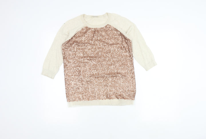 Whistles Women's Ivory Sequin Pullover Jumper Size 6