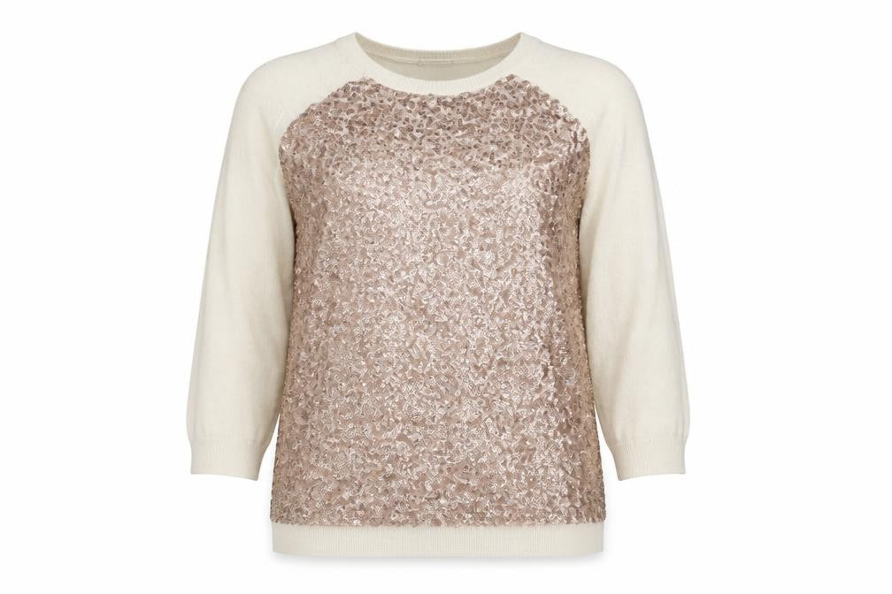 Front view of Whistles Women's Ivory Sequin jumper, size 6