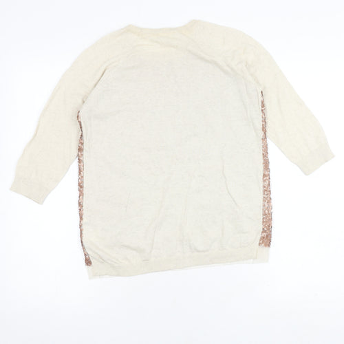Whistles Women's Ivory Sequin Pullover Jumper Size 6
