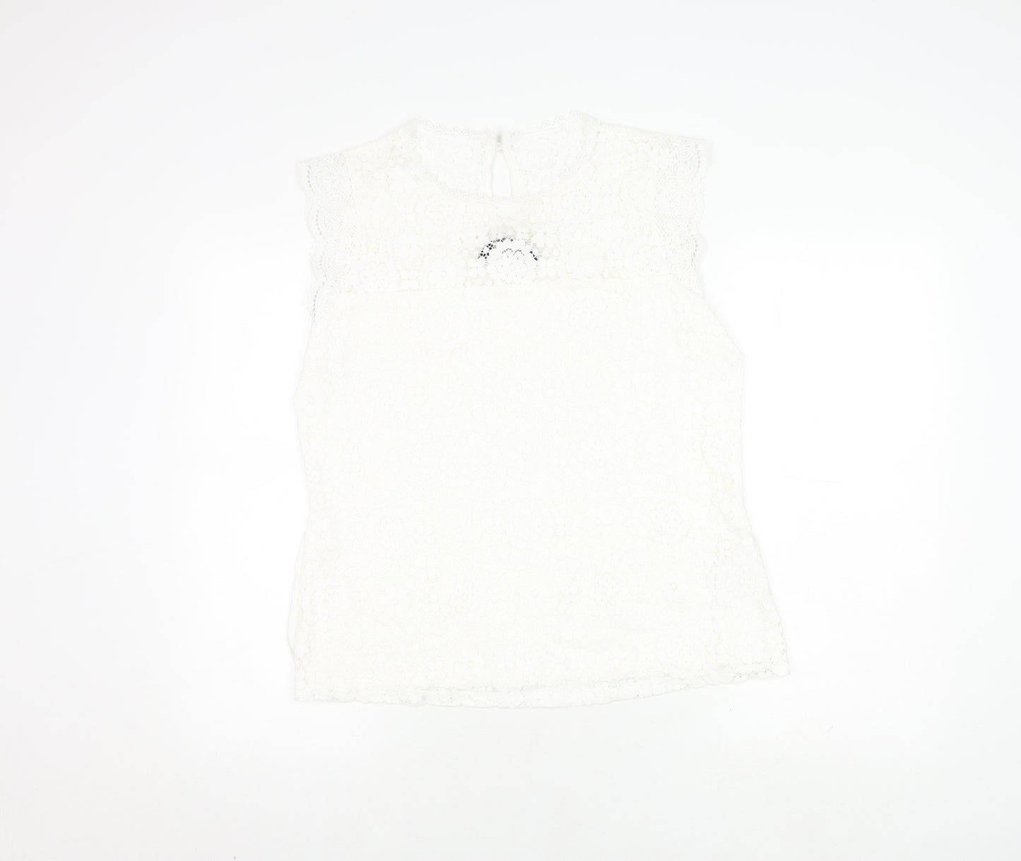 Dorothy Perkins Women's White Lace Sleeveless Top UK 16