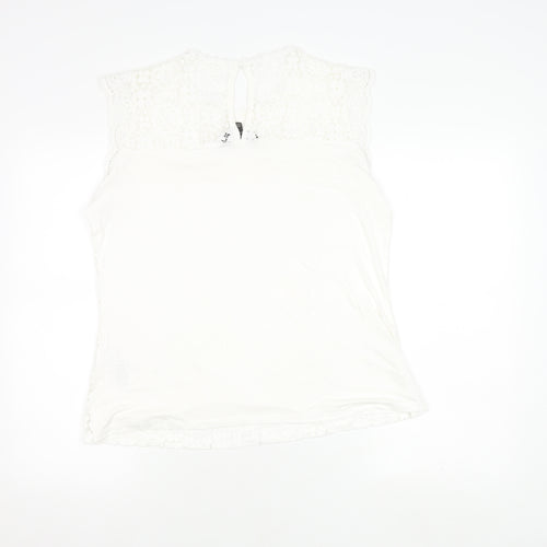 Dorothy Perkins Women's White Lace Sleeveless Top UK 16
