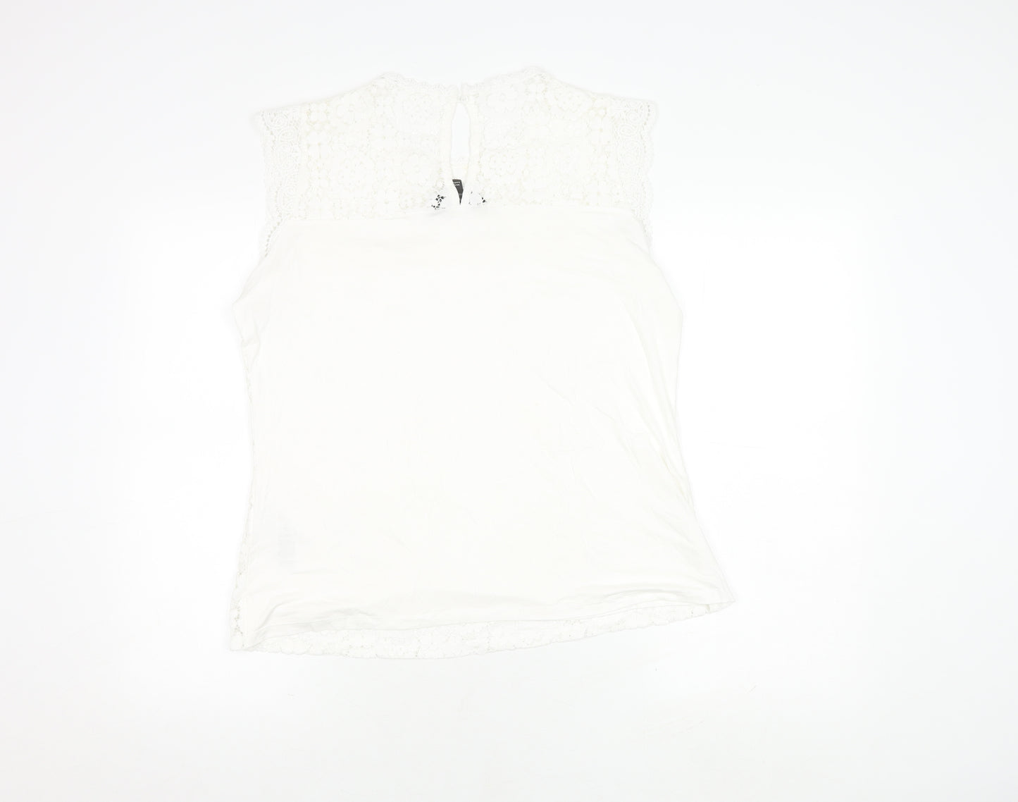 Dorothy Perkins Women's White Lace Sleeveless Top UK 16