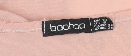 Boohoo Women's Pink Long Sleeve V-Neck Blouse Size 12