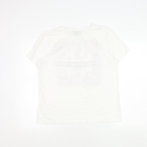 DKNY Women's White Floral T-Shirt, Medium, Casual Chic