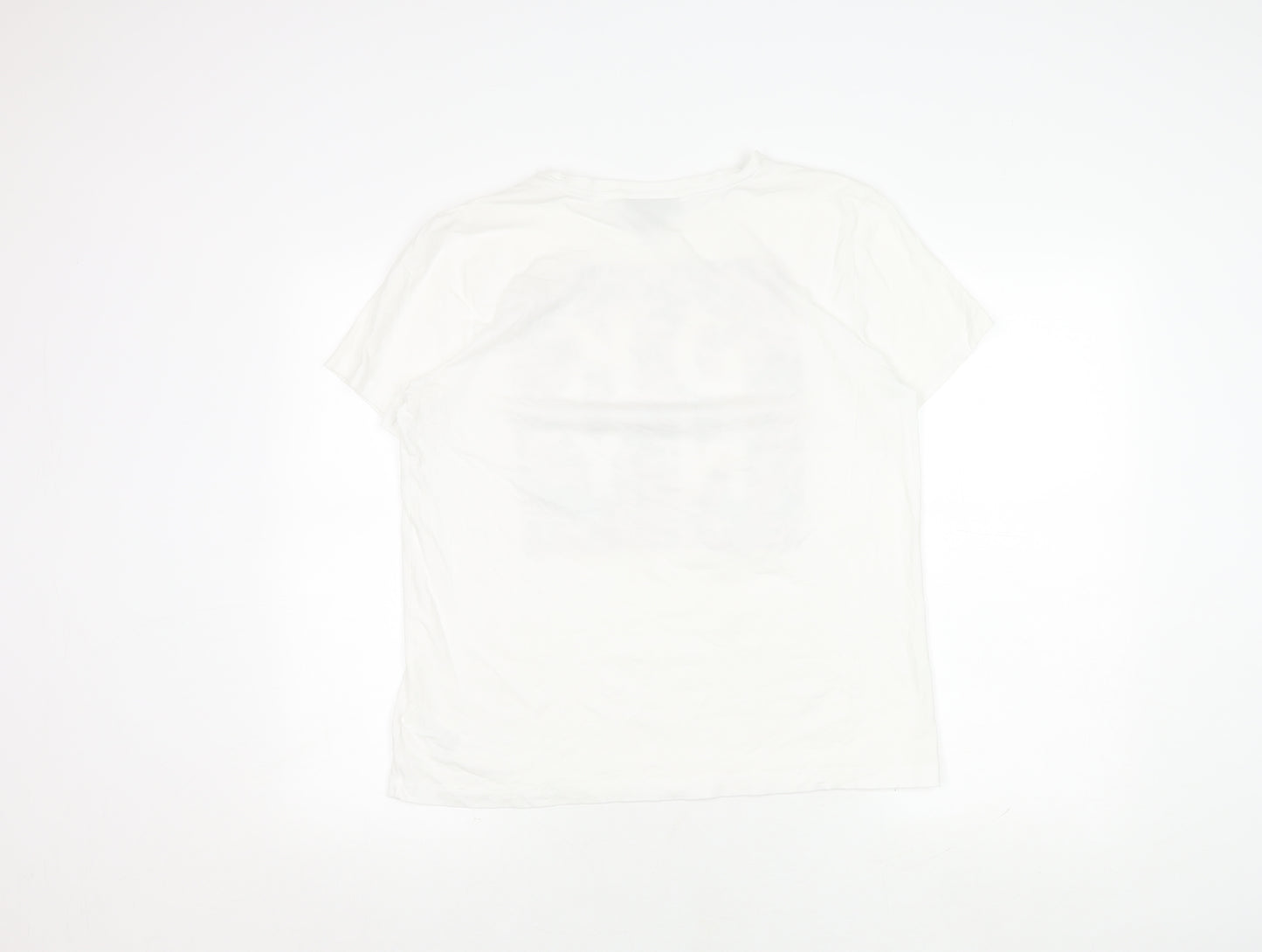 DKNY Women's White Floral T-Shirt, Medium, Casual Chic