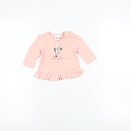 Disney Baby Pink Long Sleeve Minnie Mouse Top 0-3 Months