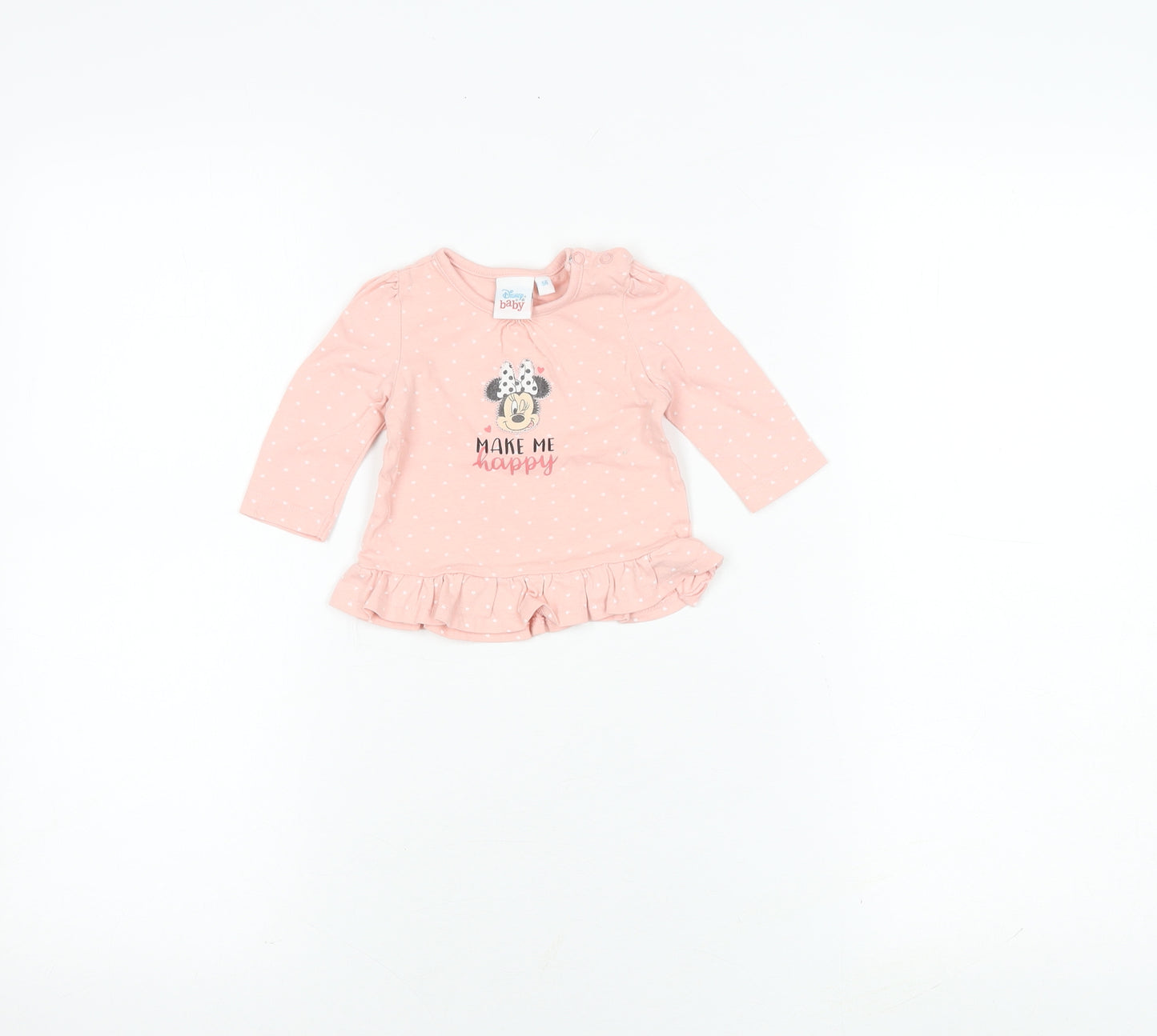 Disney Baby Pink Long Sleeve Minnie Mouse Top 0-3 Months