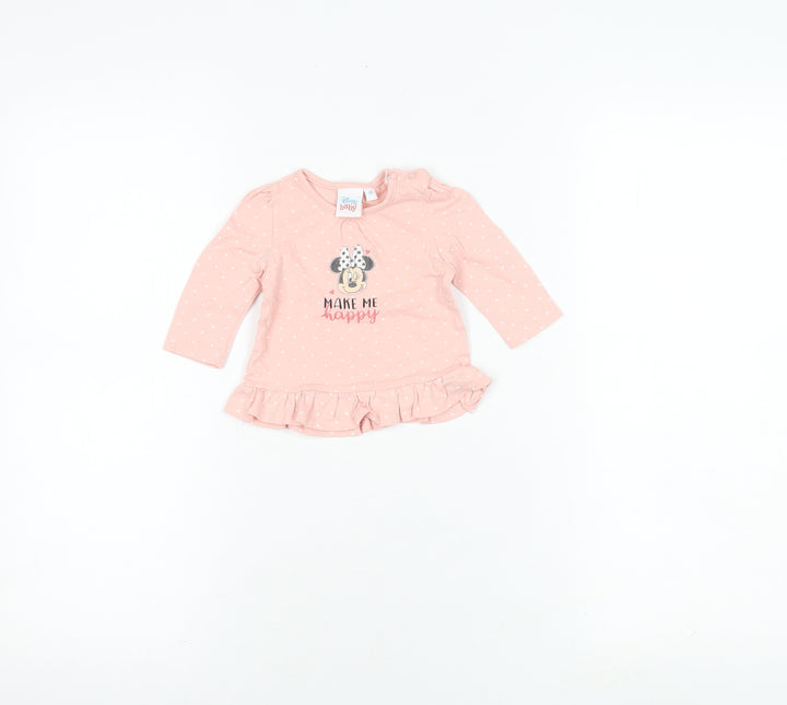 Disney Baby Pink Long Sleeve Minnie Mouse Top 0-3 Months