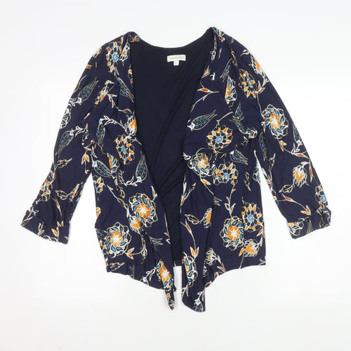 Monsoon Women's Blue Floral Open Front Cardigan Jumper L