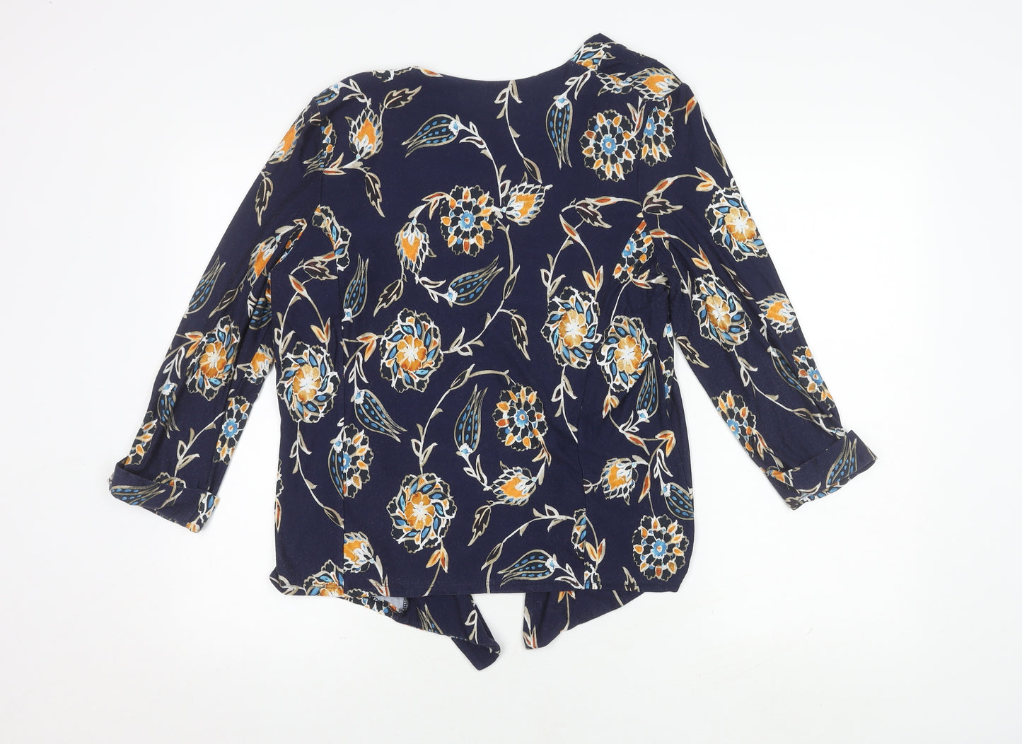 Monsoon Women's Blue Floral Open Front Cardigan Jumper L