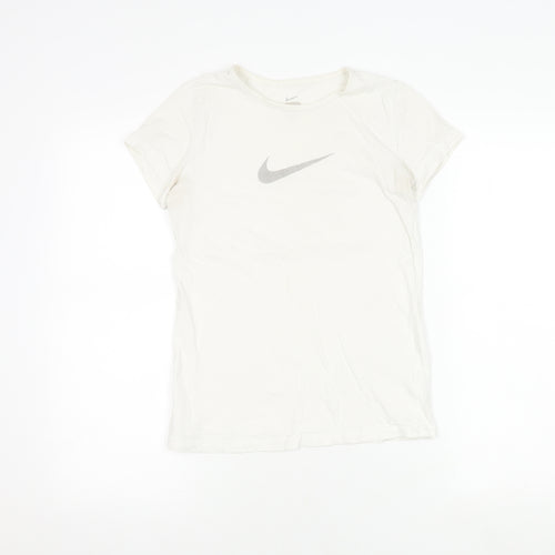 Nike Teens White Basic T-Shirt, L, Casual Summer Style