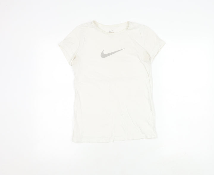 Nike Teens White Basic T-Shirt, L, Casual Summer Style