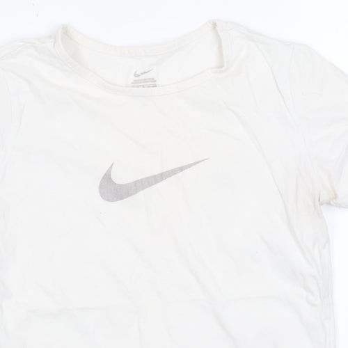 Nike Teens White Basic T-Shirt, L, Casual Summer Style