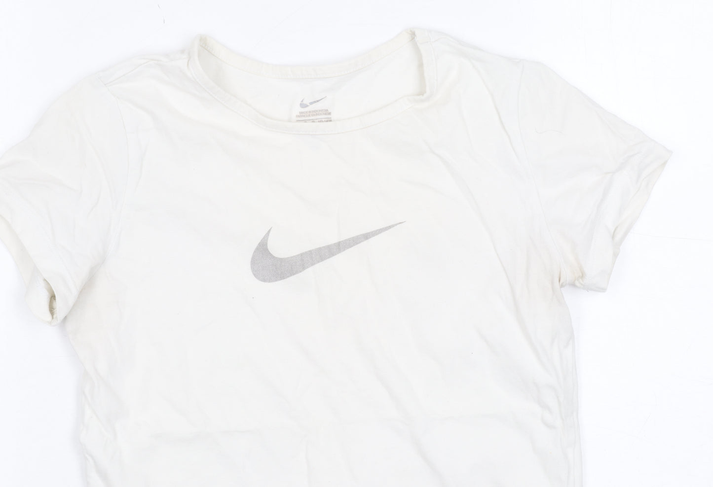 Nike Teens White Basic T-Shirt, L, Casual Summer Style