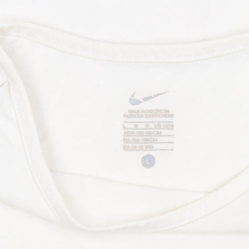 Nike Teens White Basic T-Shirt, L, Casual Summer Style