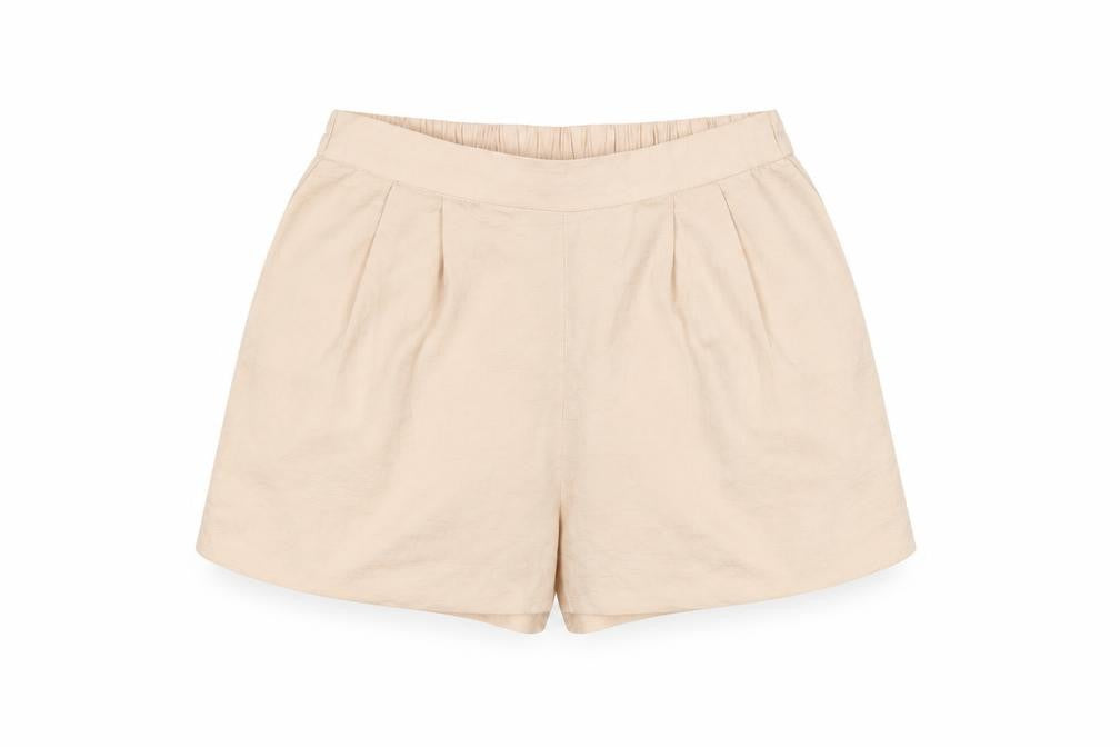 Front view of H&M Women's Beige Culotte Shorts, size 8