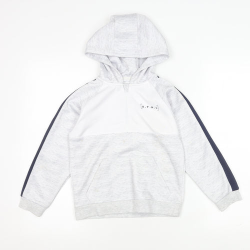 Jeff Banks Boys Grey Hoodie, Size 7-8 Years, Zip, Logo Accent