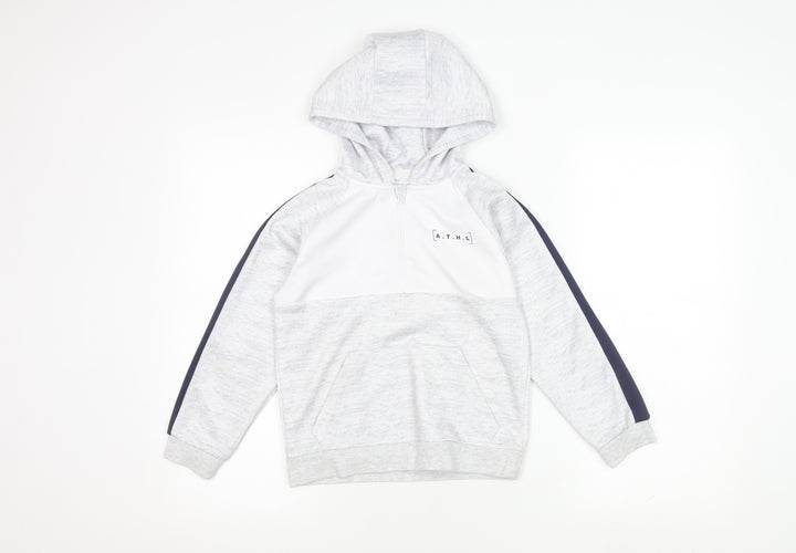 Jeff Banks Boys Grey Hoodie, Size 7-8 Years, Zip, Logo Accent