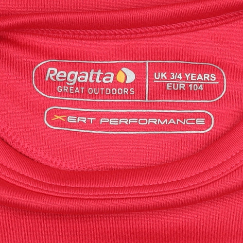 Regatta Girls Red T-Shirt 3-4 Years Lightweight Activewear