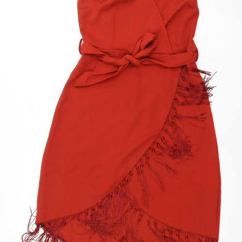 Glamorous Women's Red Sleeveless Fringe Dress, Size 10
