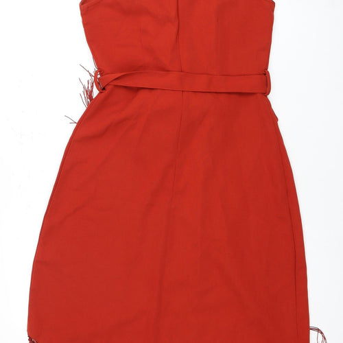 Glamorous Women's Red Sleeveless Fringe Dress, Size 10