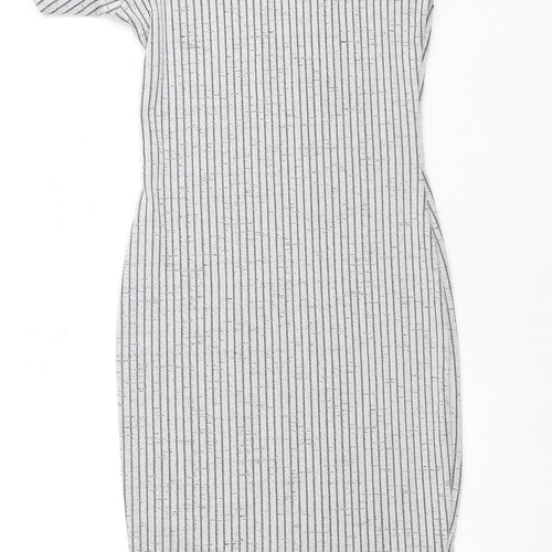 New Look Women's Grey Striped Bodycon Dress Size 8