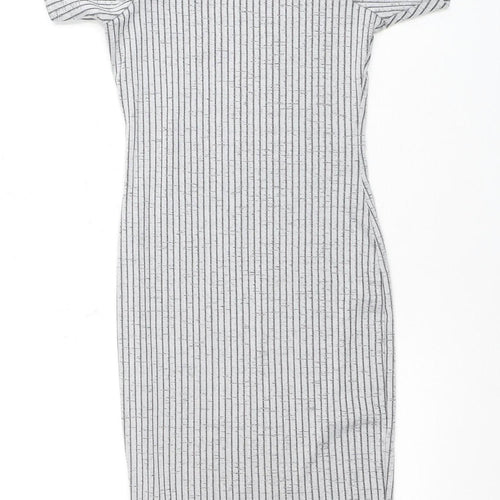 New Look Women's Grey Striped Bodycon Dress Size 8