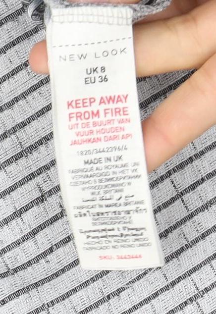 New Look Women's Grey Striped Bodycon Dress Size 8