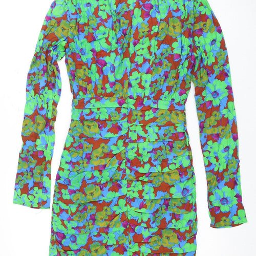 Zara Women's Multicoloured Floral Bodycon Dress, Size 6