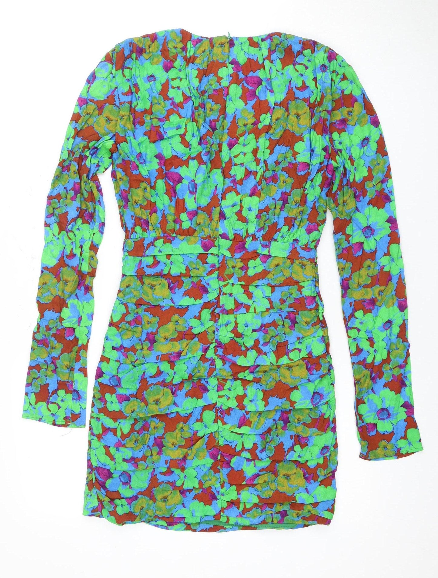 Zara Women's Multicoloured Floral Bodycon Dress, Size 6