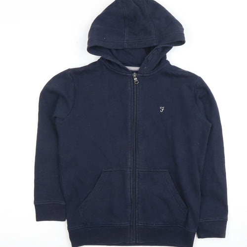 Farah Boys Full Zip Blue Hoodie, Size 8-9 Y, Hooded, Pockets
