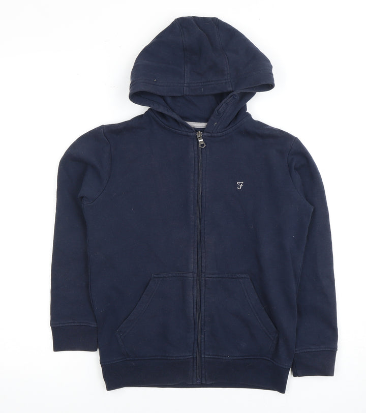 Farah Boys Full Zip Blue Hoodie, Size 8-9 Y, Hooded, Pockets