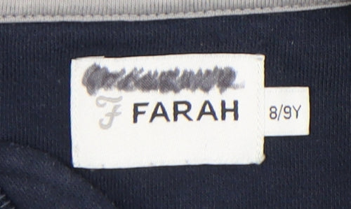 Farah Boys Full Zip Blue Hoodie, Size 8-9 Y, Hooded, Pockets