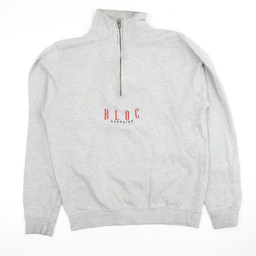 Bloc Unisex Adults Grey Full Zip Sweatshirt Size 12