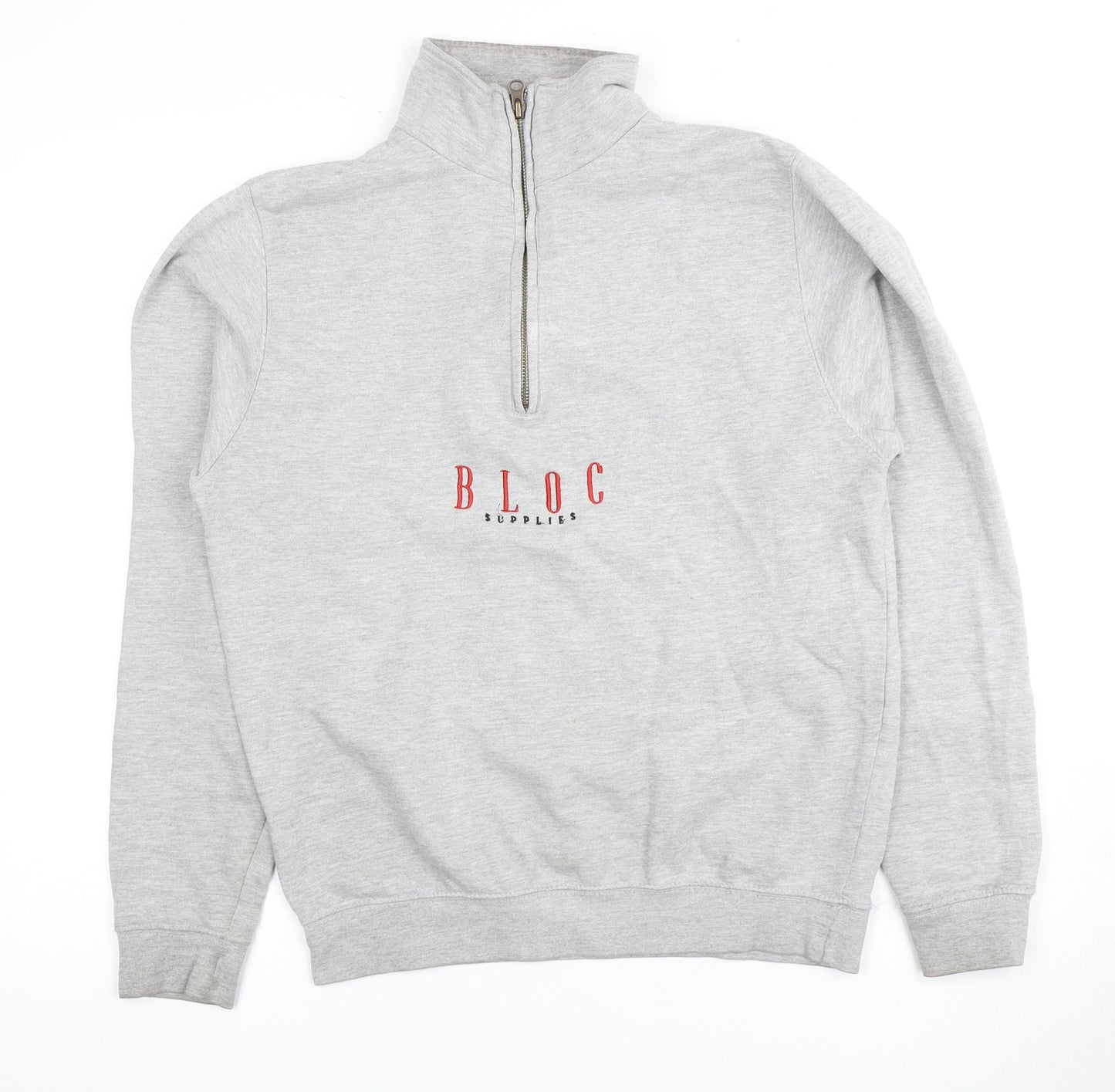 Bloc Unisex Adults Grey Full Zip Sweatshirt Size 12