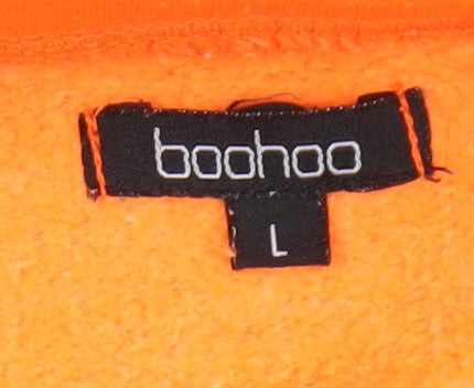 Boohoo Women's Orange Pullover Hoodie Size L
