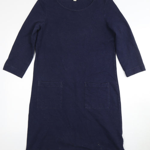 White Stuff Women's Blue Shift Knee Length Dress Size 12