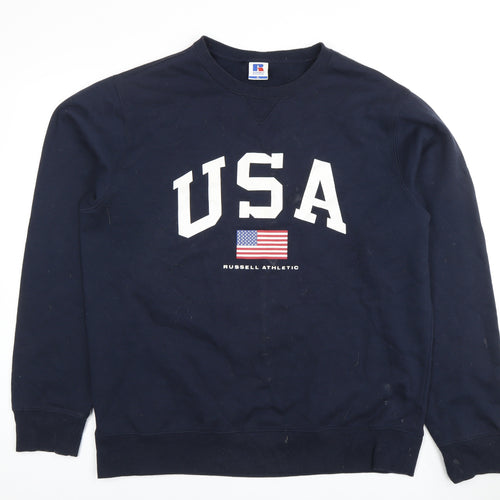 Russell Athletic Men's XL Blue USA Sweatshirt Pullover
