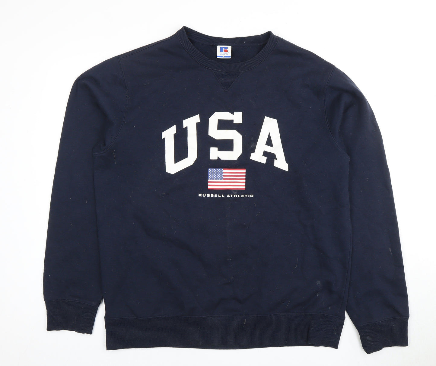Russell Athletic Men's XL Blue USA Sweatshirt Pullover