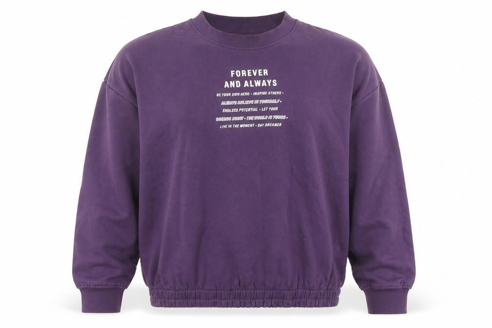 Front view of H&M girls’ purple pullover sweatshirt 13-14 years