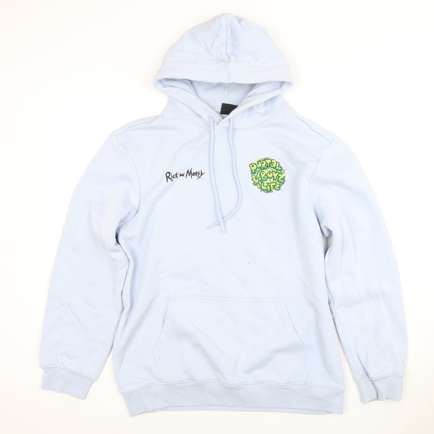 H&M Men's Blue Hoodie S Pullover Cartoon Graphic